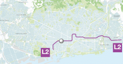 Situaci de l'estaci Passeig de Grcia a la lnia L2 (mapa base: wefer.com)