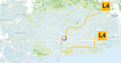 Situaci de l'estaci Girona a la lnia L4 (mapa base: wefer.com)